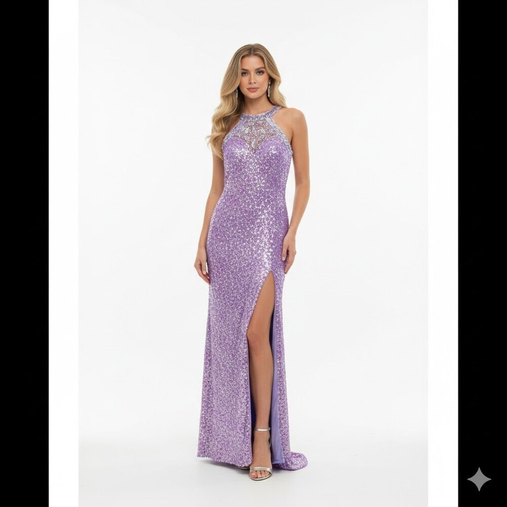 Precious Formals Lavender Sequin Dress
